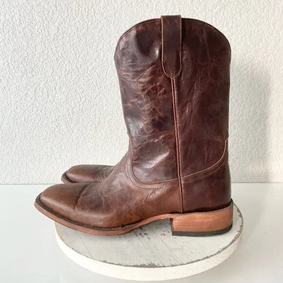 Classic Brown Leather Cowboy Boots - Picture 4 of 10